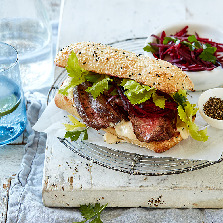 Beetroot and Horseradish Steak Sandwich recipe | Australian Beef ...